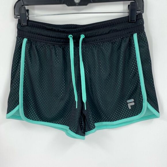 Fila Black and Green Athletic Shorts with Breathable Mesh size XS - Picture 1 of 3